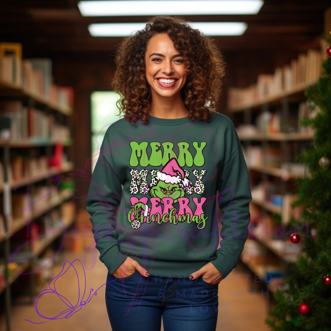 Merry Merry Merry Christmas (pink+green)