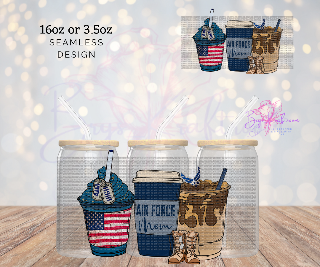 Airforce MOM Coffee UV DTF Wraps