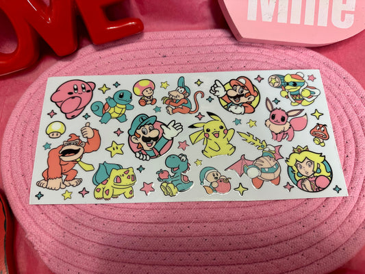 Pokemon + Mario UV DTF Wrap