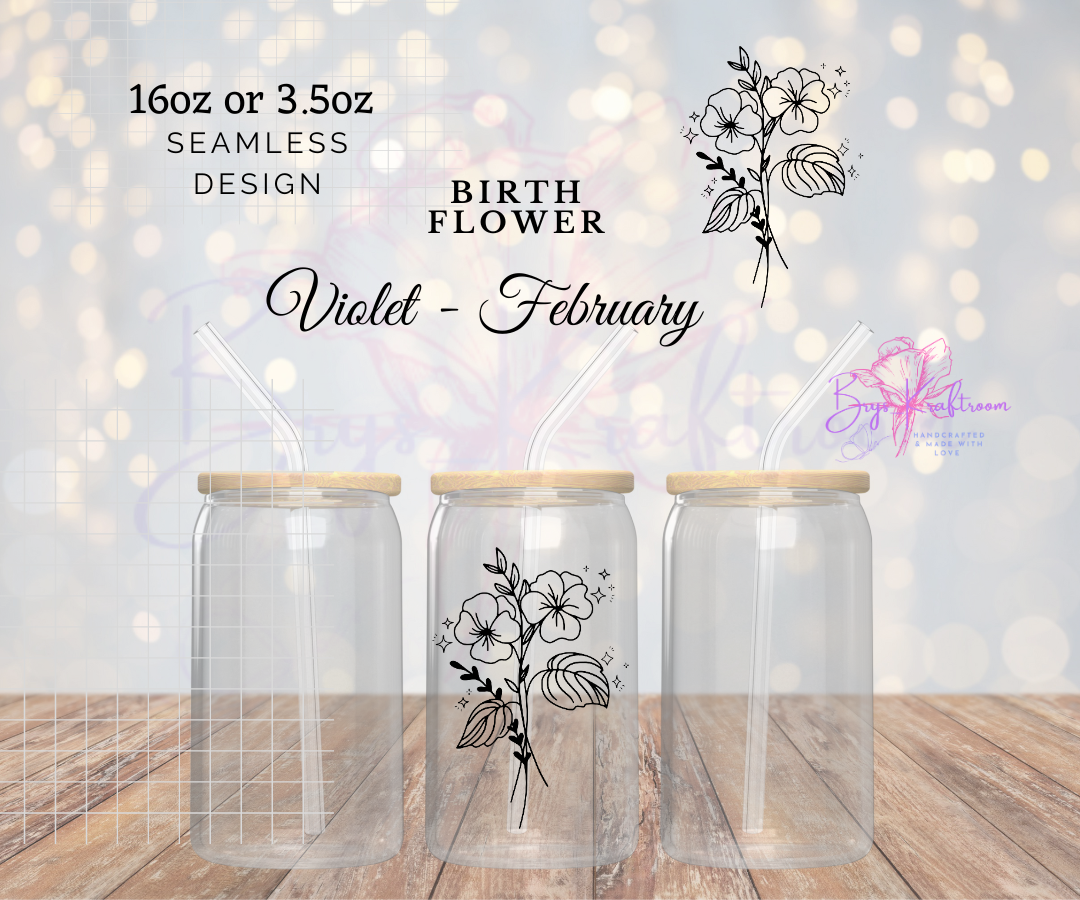 Birth Flower February UV DTF Wraps