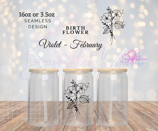 Birth Flower February UV DTF Wraps