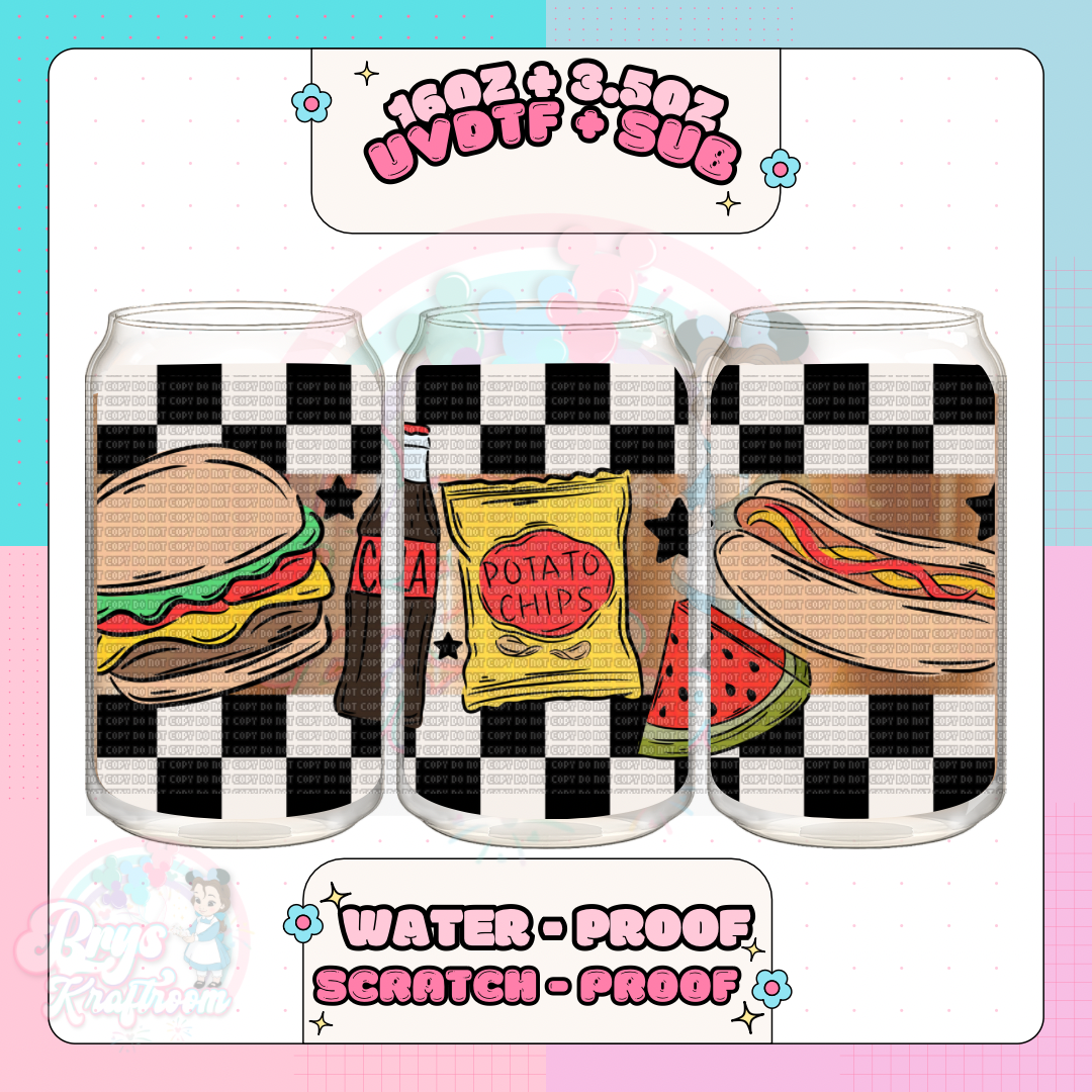 Burger Hotdogs Chips | Checkered