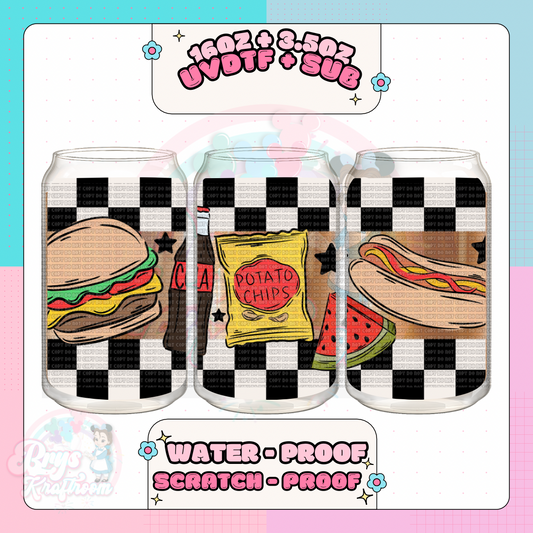 Burger Hotdogs Chips | Checkered