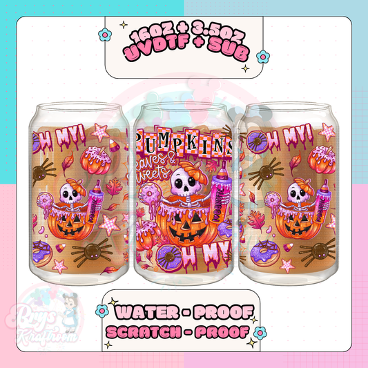 Pumpkins leaves and sweets