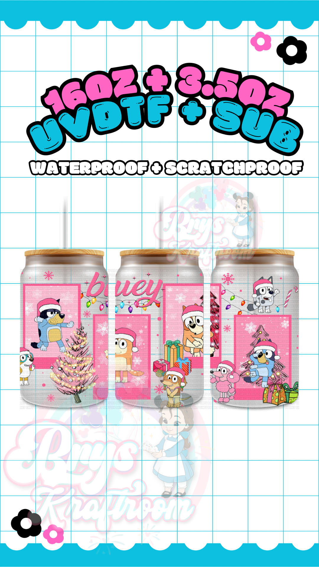 Pink Bluey Xmas Cards