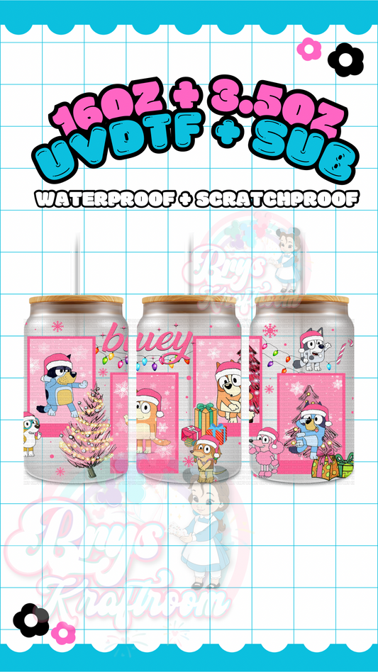 Pink Bluey Xmas Cards