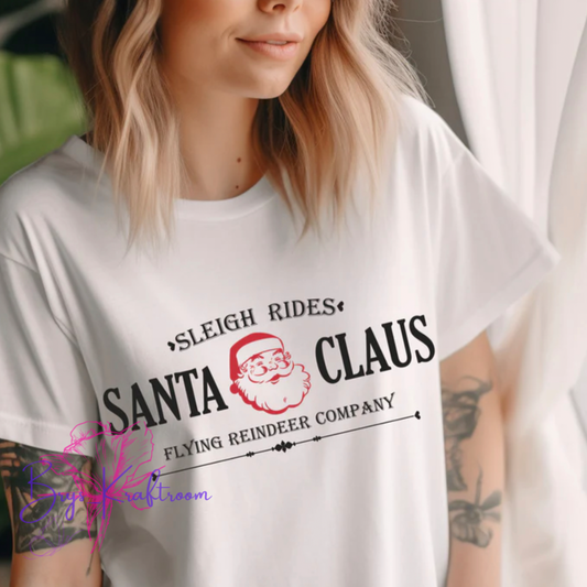 Santa Claus Sleigh Rides 11” DTF Transfer