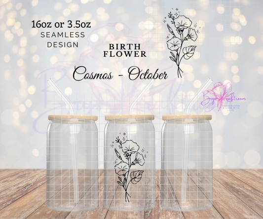 Birth Flower October UV DTF Wraps