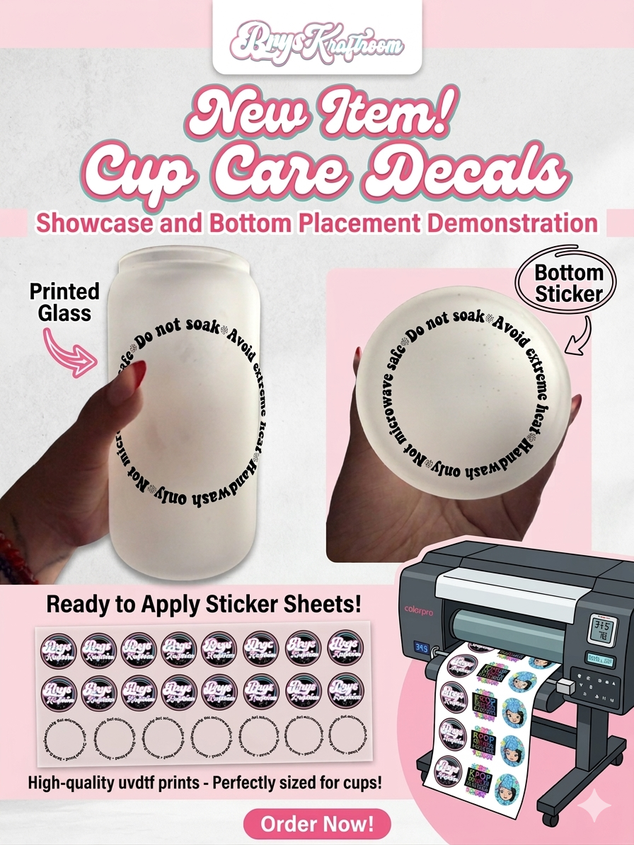16oz Cup Care Bottom Decal