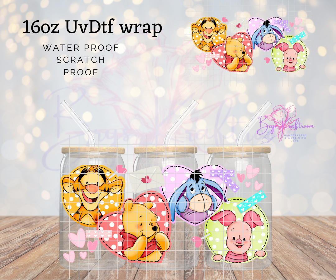 Bear Friend Hearts UV DTF Wraps