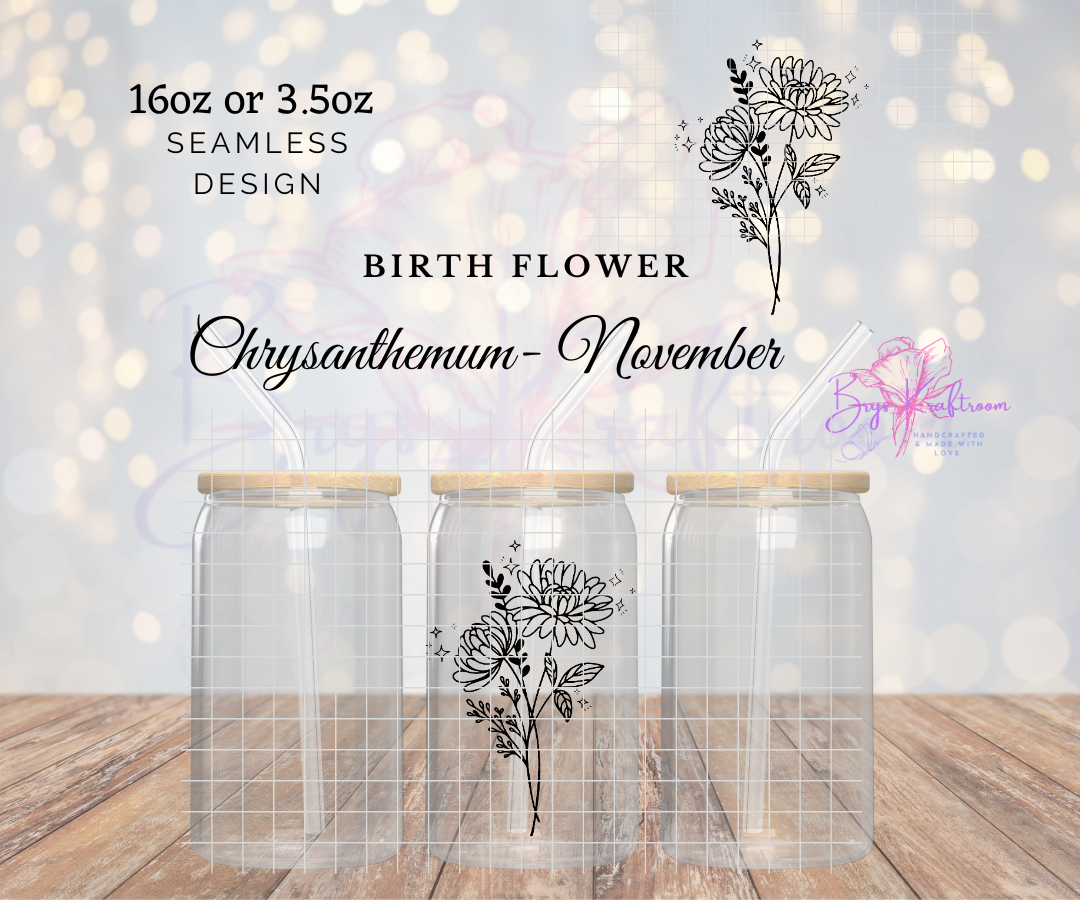 Birth Flower November UV DTF Wraps