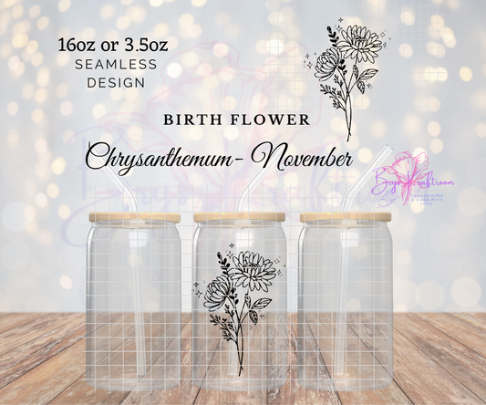 Birth Flower November UV DTF Wraps