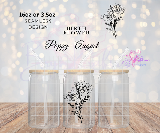 Birth Flower August UV DTF Wraps