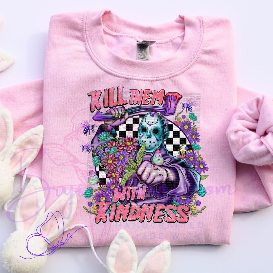 Kill them with kindness (Pink chevron ) 11” DTF Transfer