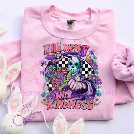 Kill them with kindness (Pink chevron ) 11” DTF Transfer