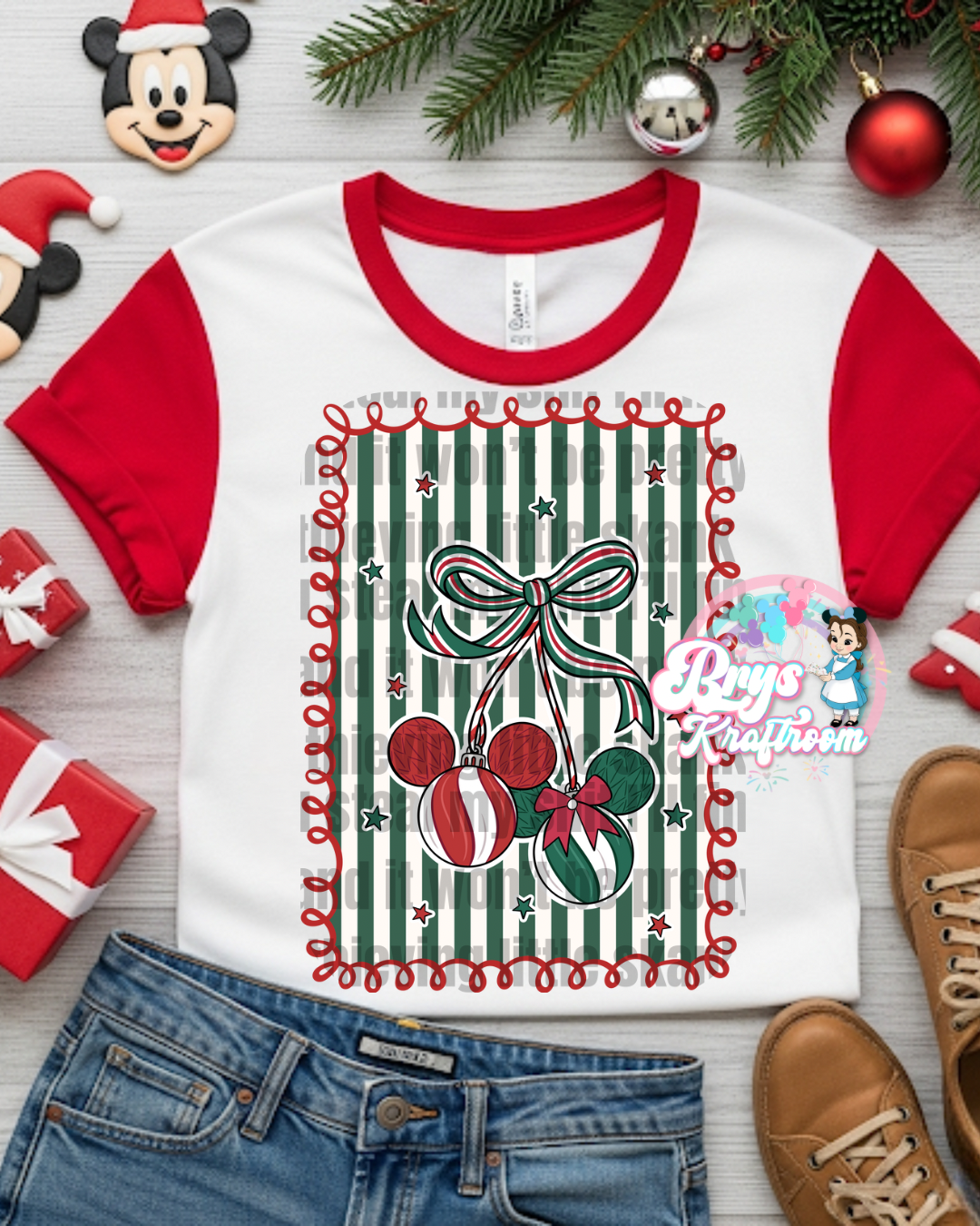 Mouse Ornaments | Green Stripes