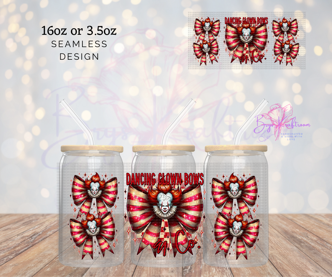 Dancing clown bows (red) UV DTF Wraps