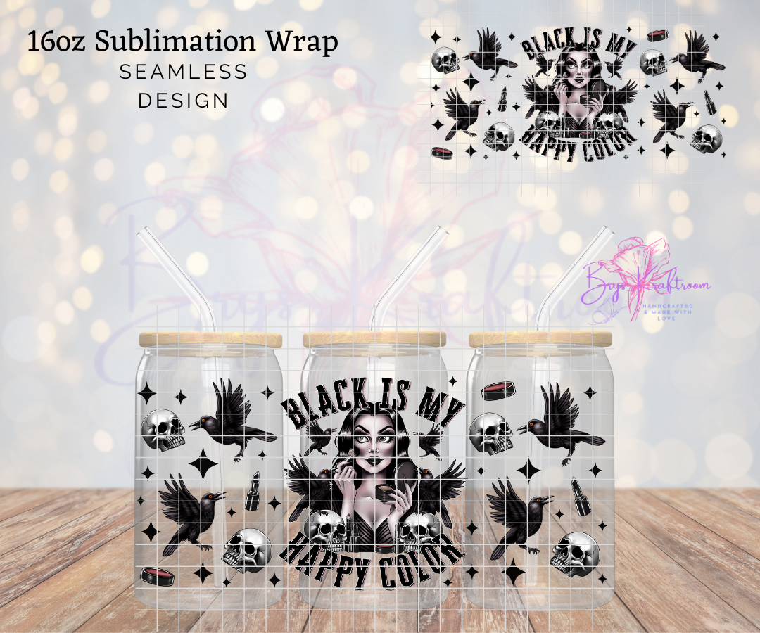 Black is my Happy Color UV DTF Wraps