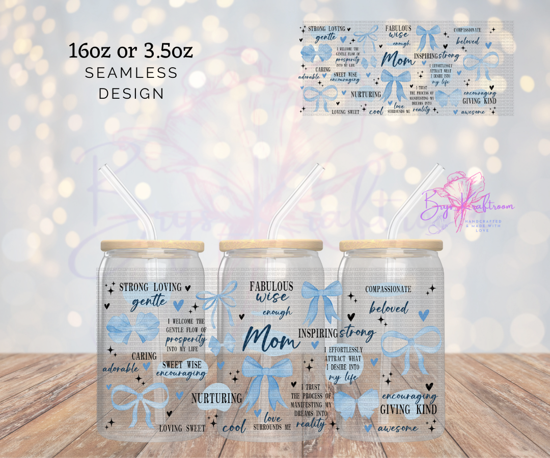 Blue Mom Affirmations UV DTF Wraps