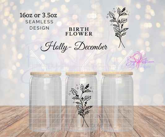 Birth Flower December UV DTF Wraps