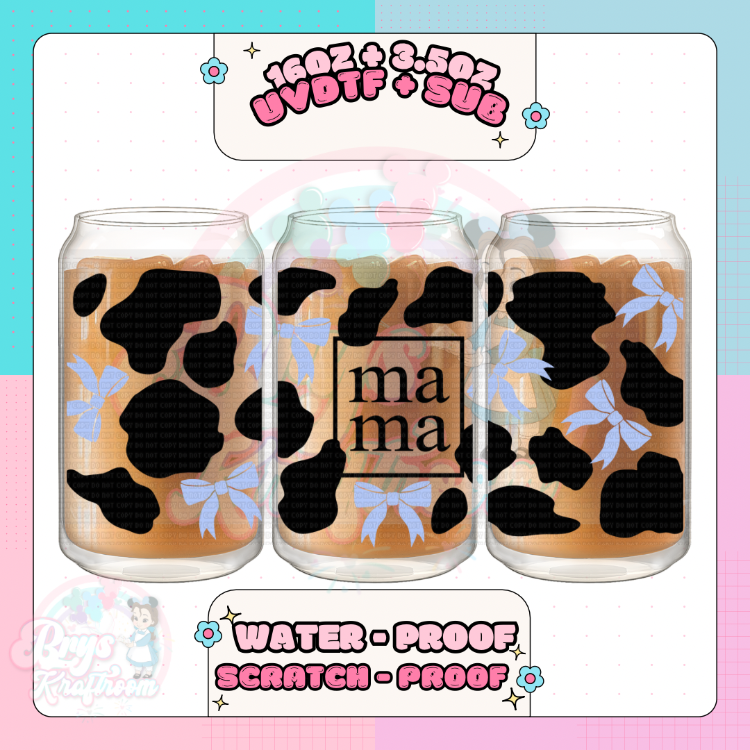 Mama Cow Print (Light Blue)
