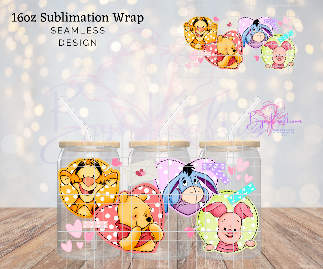 Bear Friend Hearts UV DTF Wraps