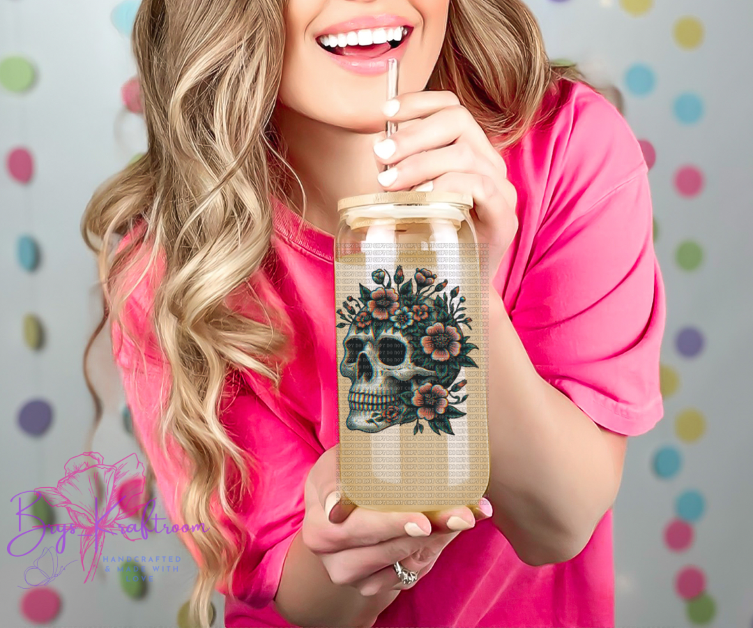 Roses Skull UV DTF DECAL