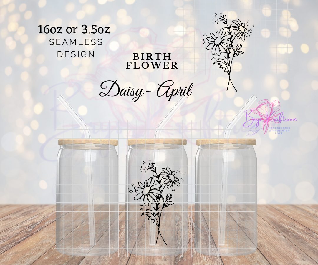 Birth Flower April UV DTF Wraps