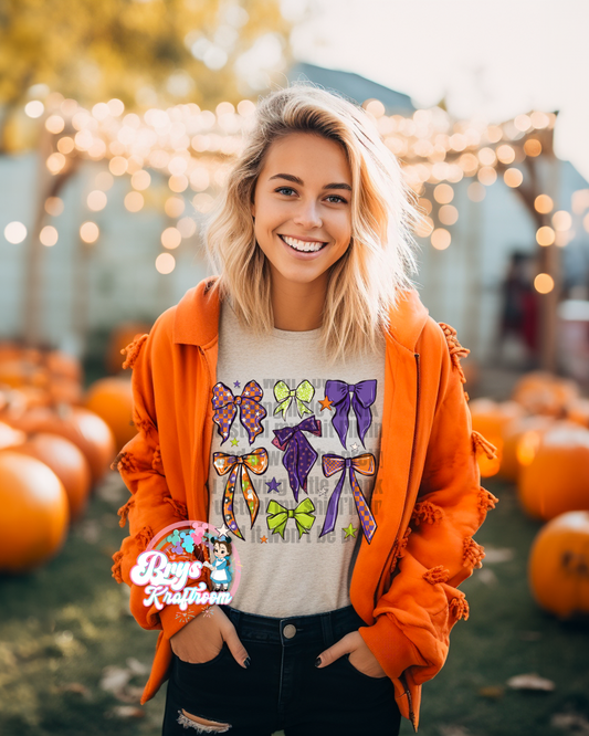 Purple Green Halloween Bows