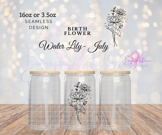 Birth Flower July UV DTF Wraps