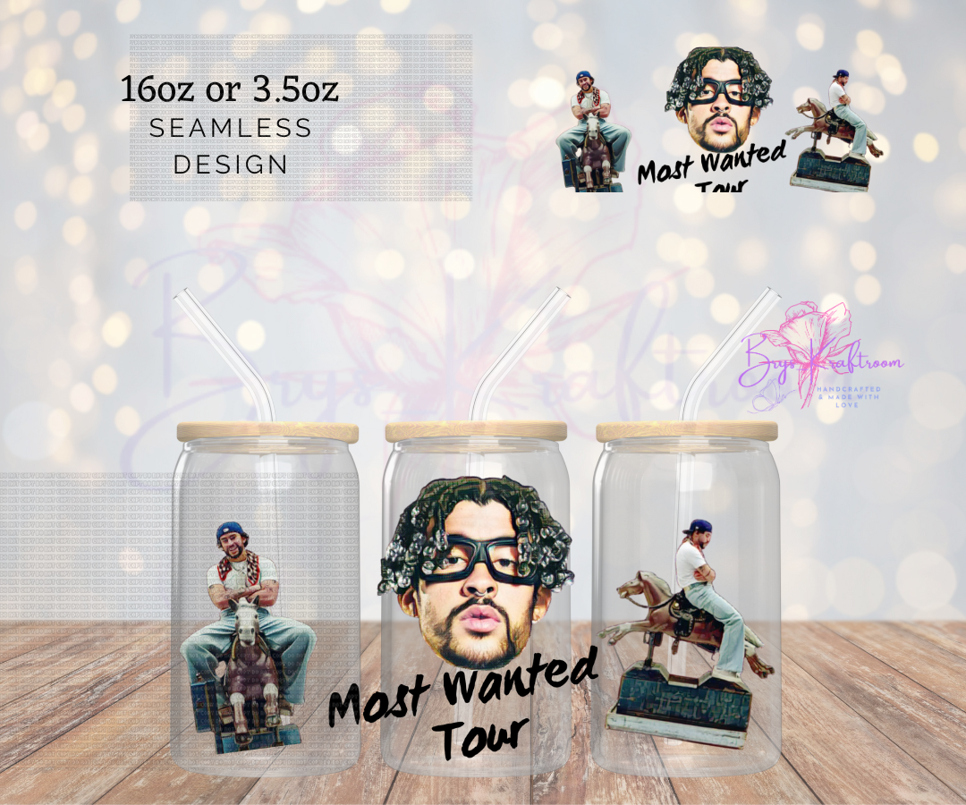 Bad Bunny Most Wanted Tour UV DTF Wraps