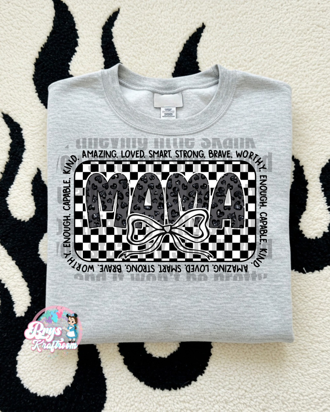 Mama | black checkered words