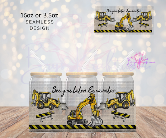 Yellow Excavators UV DTF Wraps