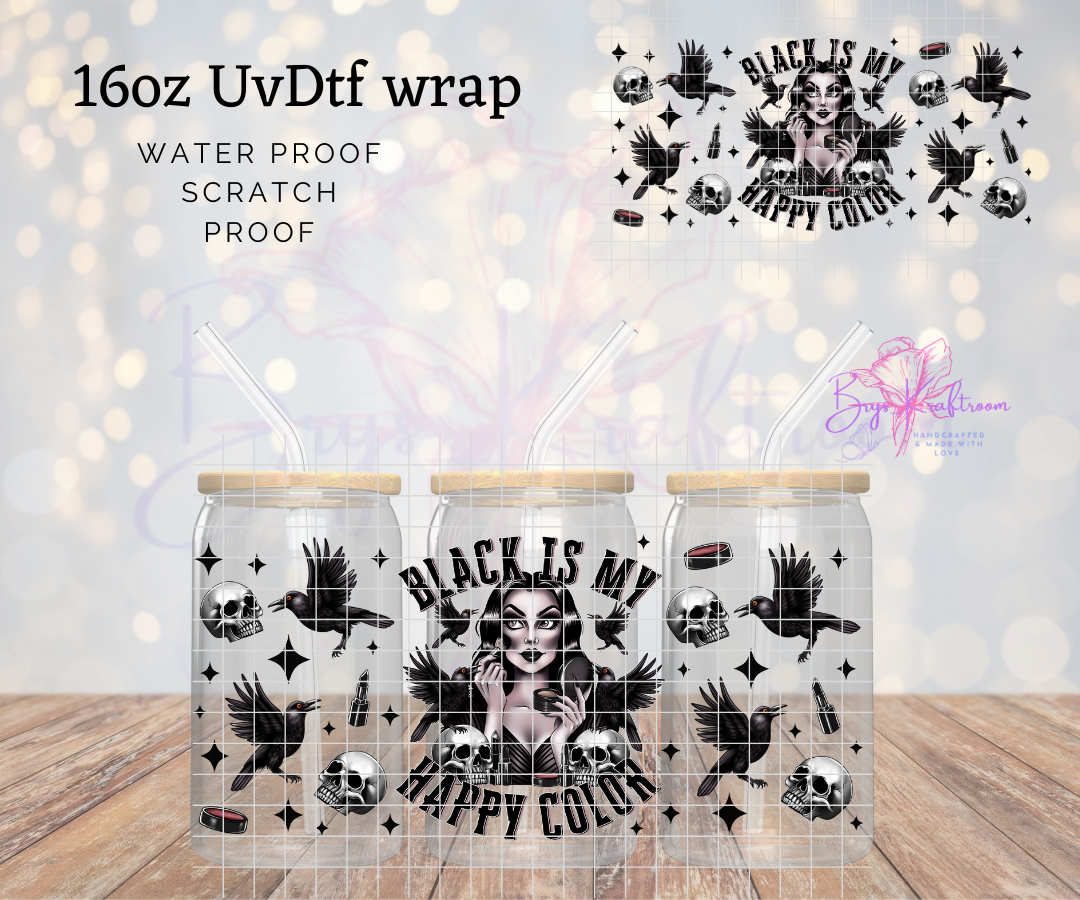 Black is my Happy Color UV DTF Wraps