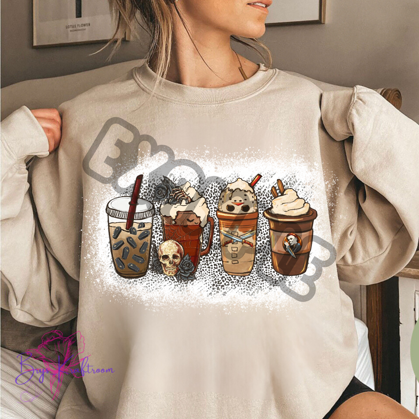 Jason (cheetah splatter) coffee 9” DTF Transfer