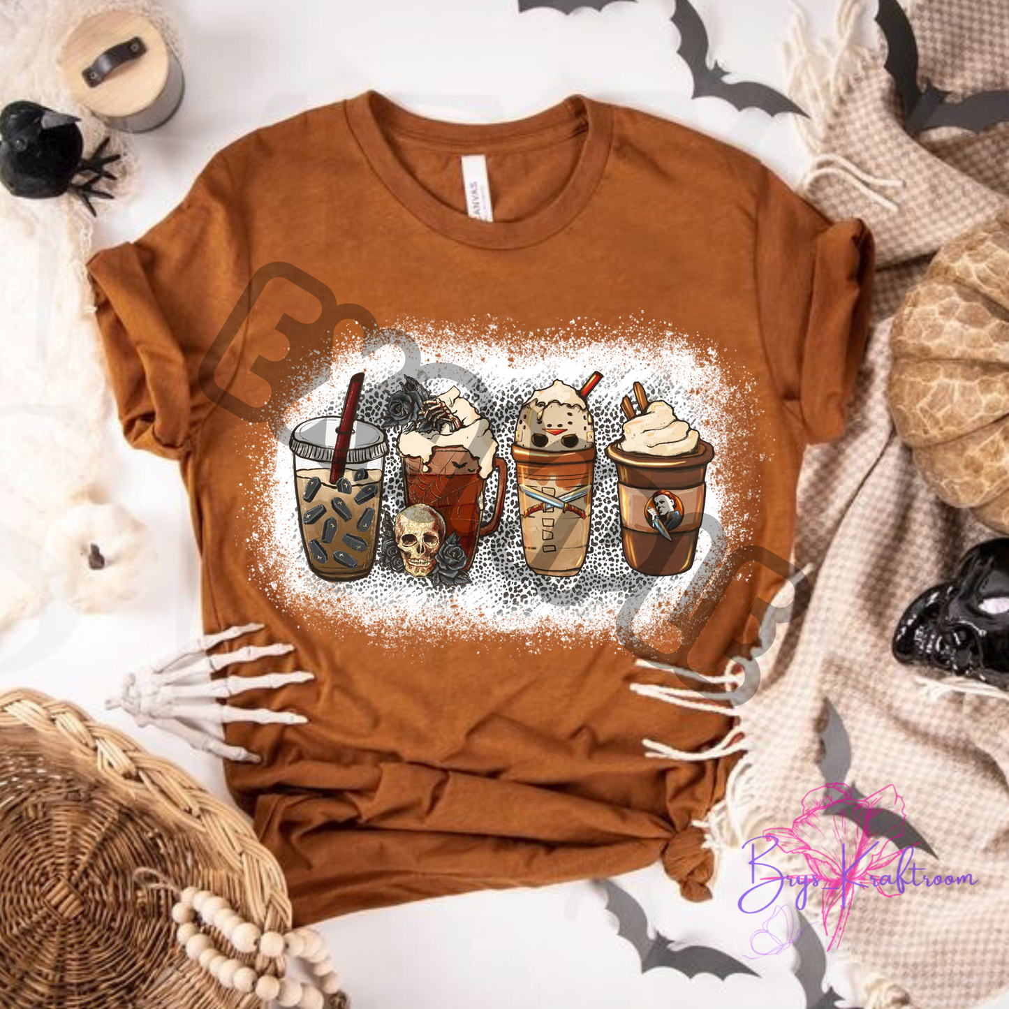 Jason (cheetah splatter) coffee 9” DTF Transfer