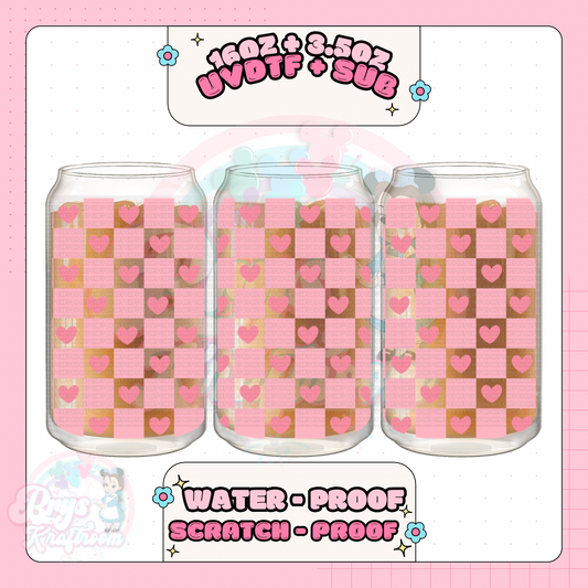 Pink Plaid Hearts
