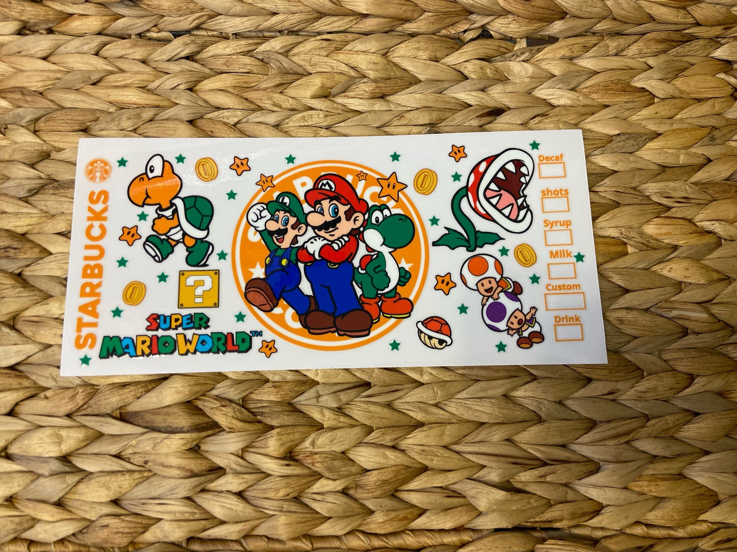 Mario World Starbies UV DTF Wraps